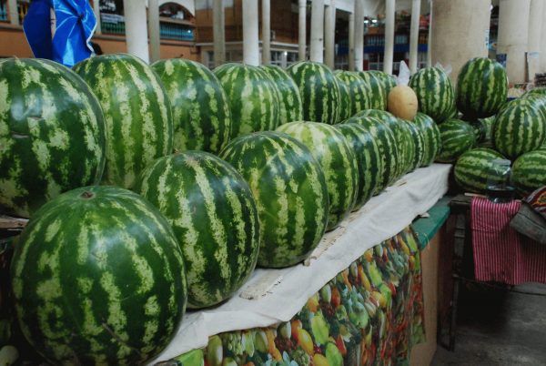 Melons for sale in Tashkent market - Central Asia holidays