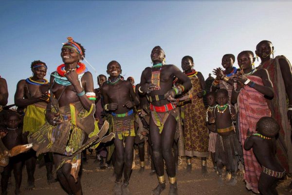 Topoisa women during traditional celebration - South Sudan tour