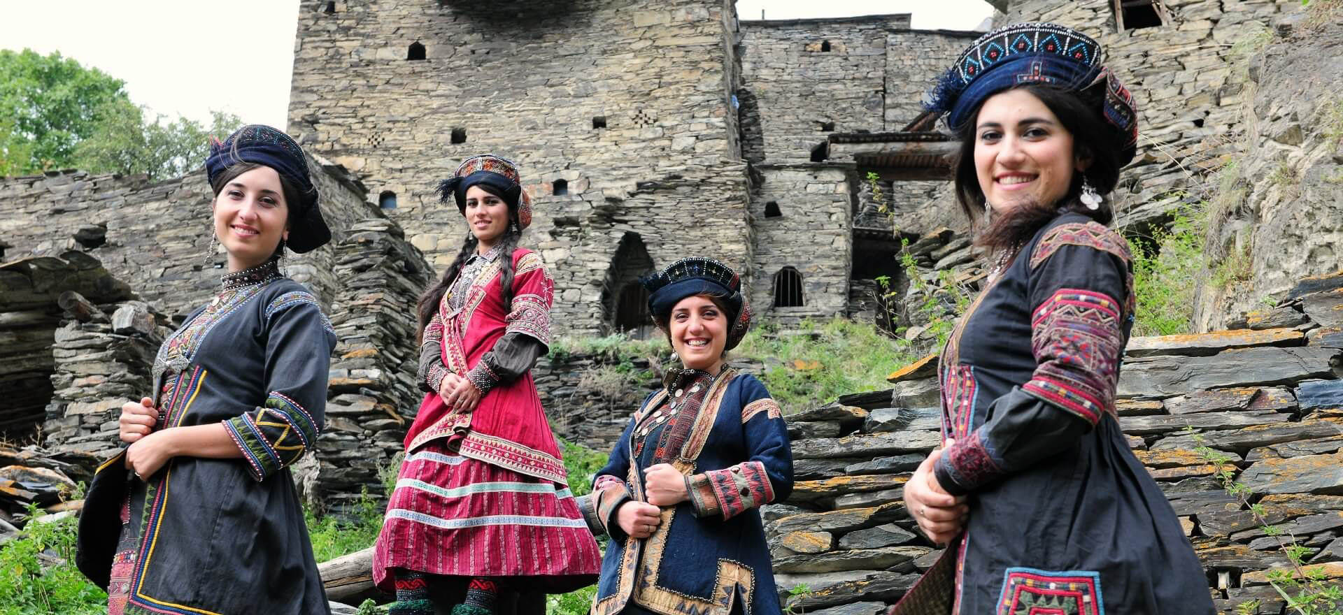 Women in traditional dress in Svaneti region - Georgia tours and holidays