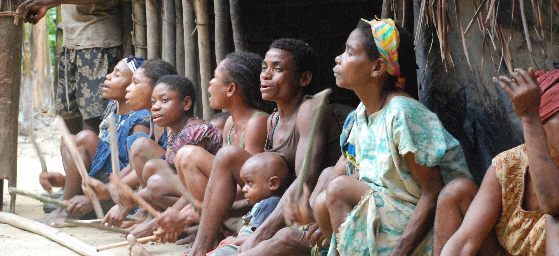 Pygmy community making traditional music - Gabon tours and holidays