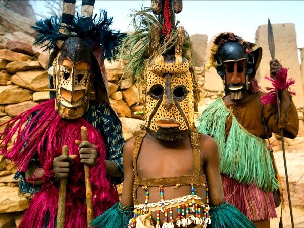 Masked Dogon dancers - Mali itinerary - Native Eye Travel