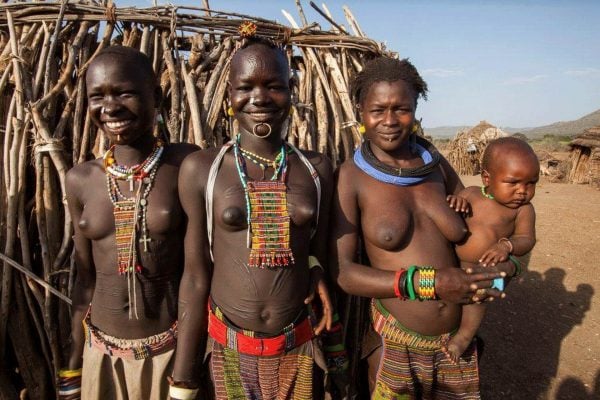 Toposa women in traditional village - South Sudan tour