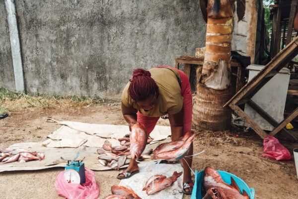 Equatorial Guinea, cleaning fish