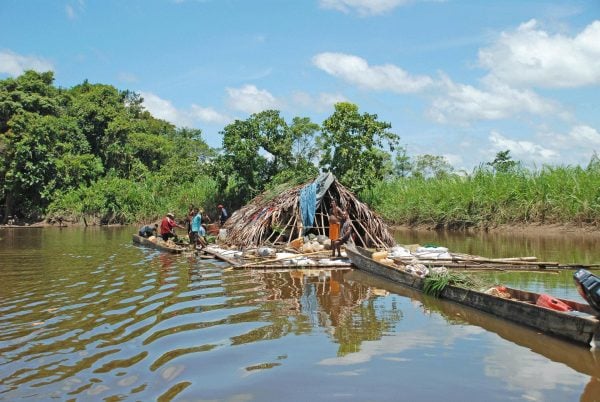 Raft on river - Papua New Guinea itinerary