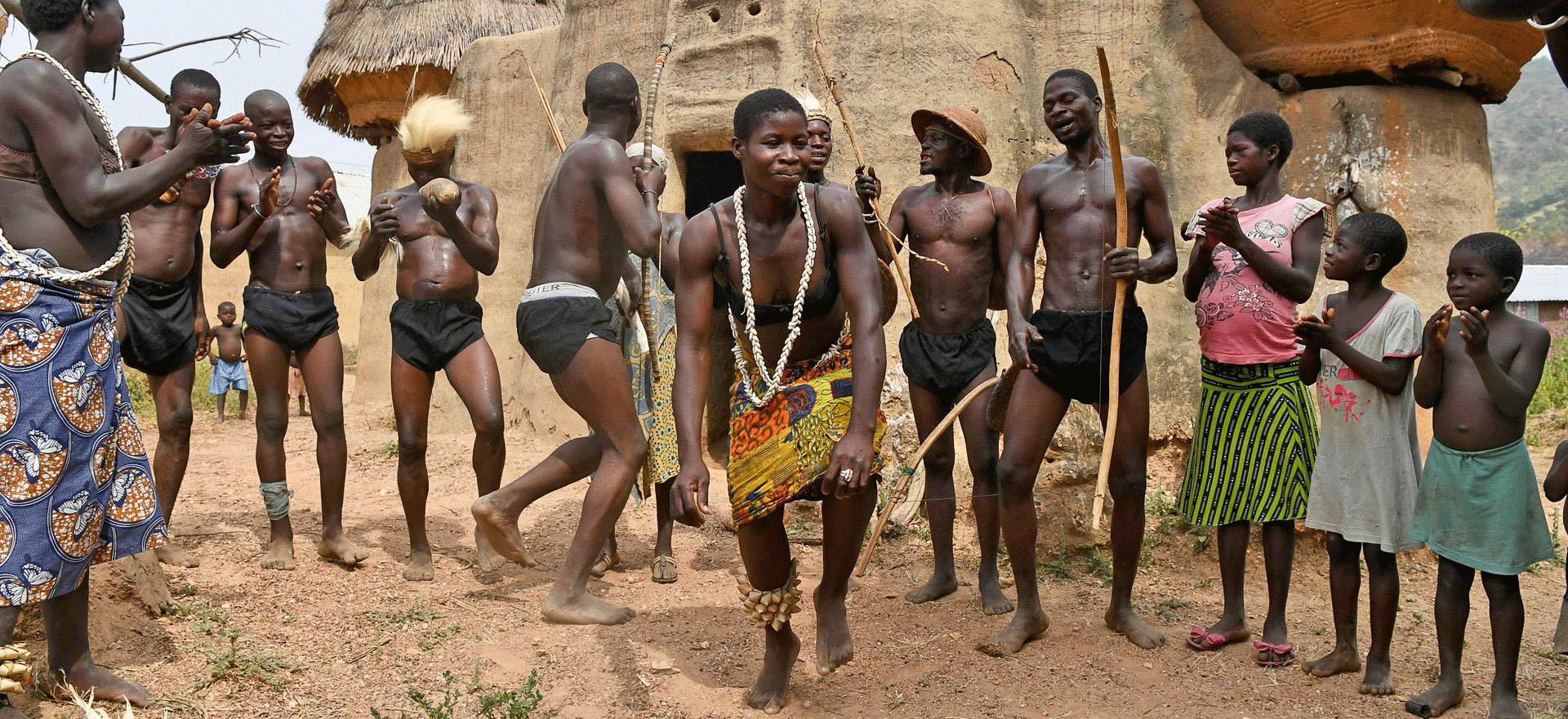 Villagers dancing during tribal ceremony - Togo Holidays and Tours
