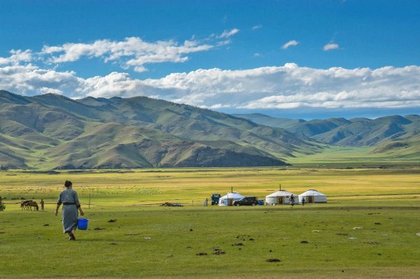 Typical nomad gers in Mongolia