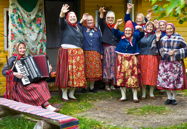 Women in traditional dress on Kihnu Island - Estonia holidays and tours