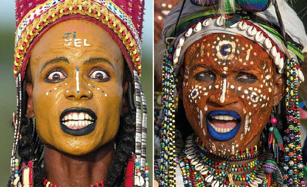 Close ups show the men’s facial expression during the dancing displays