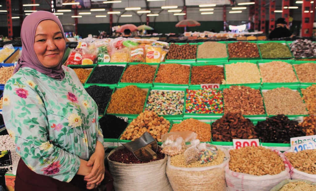 Goods on sale at a market, Kyrgyzstan