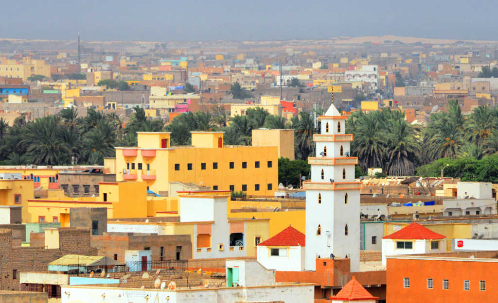 Nouakchott, Mauritania's sprawling capital, with the Atlantic in the distance