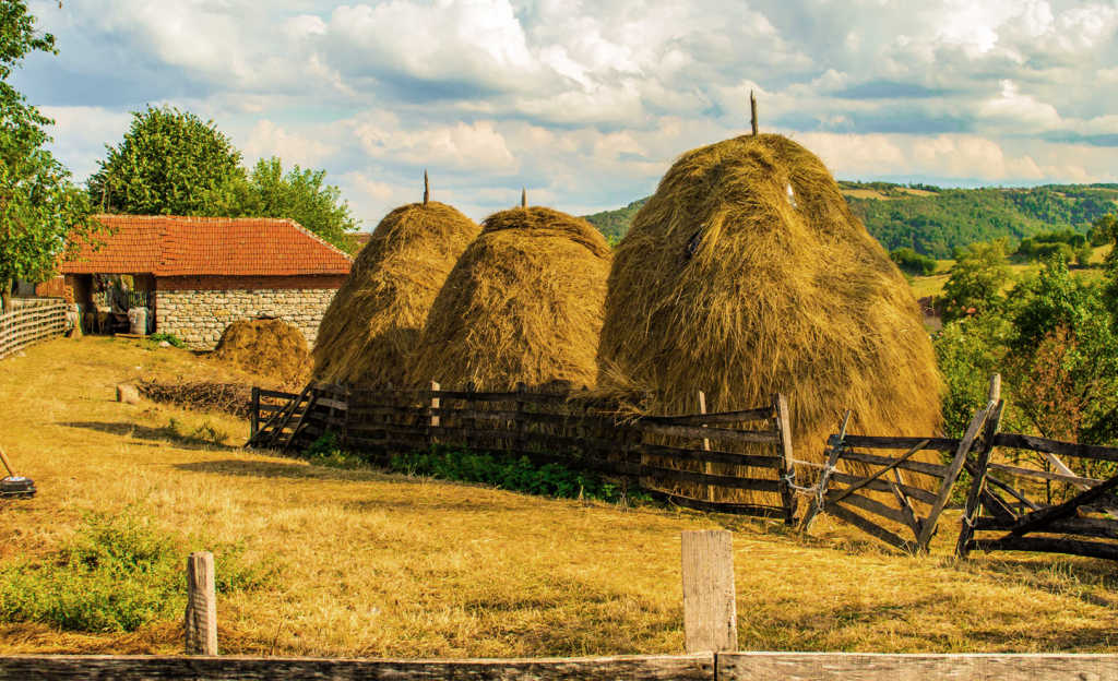 Unusual holidays in Europe - haystacks in Serbian village, alternative Europe 
