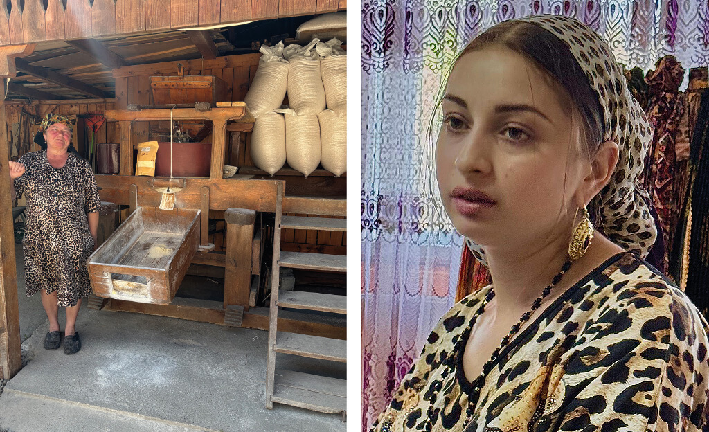 Traditional ways of life in Romania, women selling cornflour